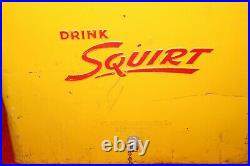 Large Vintage 1950's Squirt Soda Pop Embossed Metal Picnic Cooler WithTray Sign