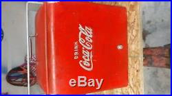 Large Vintage 1950s Coca Cola Soda Pop Bottle Metal Picnic Cooler Embossed Sign