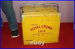 Large Vintage 1950s RC Royal Crown Cola Soda Pop Metal Picnic Cooler WithTray Sign