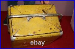 Large Vintage 1950s RC Royal Crown Cola Soda Pop Metal Picnic Cooler WithTray Sign