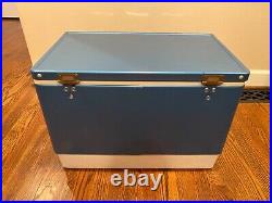 Large Vintage Coleman Snow Lite Cooler Blue with Tray