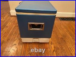 Large Vintage Coleman Snow Lite Cooler Blue with Tray