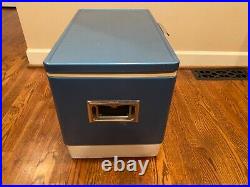 Large Vintage Coleman Snow Lite Cooler Blue with Tray