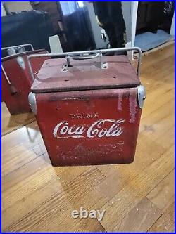 Large Vintage Style Coca-Cola Red/Metal Ice Chest Cooler