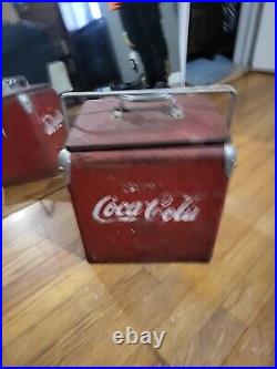 Large Vintage Style Coca-Cola Red/Metal Ice Chest Cooler