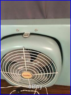 Lasko Vintage Teal Green Metal Window Fan Room Cooler Model 7410 Made In USA