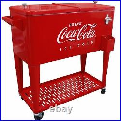 Leigh Country 80 Qt. Retro Coca-Cola Cooler with Grated Metal Tray Red