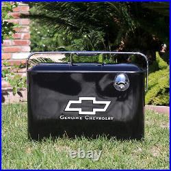 Licensed Chevrolet Retro-Style Black Steel Cooler w Embossed Logo 18 CCBK1