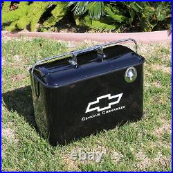 Licensed Chevrolet Retro-Style Black Steel Cooler w Embossed Logo 18 CCBK1