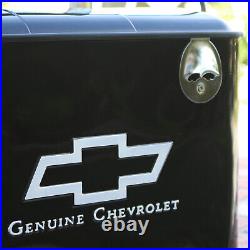 Licensed Chevrolet Retro-Style Black Steel Cooler w Embossed Logo 18 CCBK1