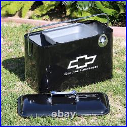 Licensed Chevrolet Retro-Style Black Steel Cooler w Embossed Logo 18 CCBK1