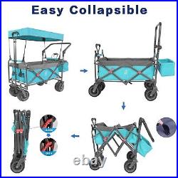 Light Blue Heavy Duty Collapsible Wagon Cart Cooler Bag Outdoor Folding Utility