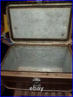 Little Brown Chest Metal Cooler. Awesome Story Like A Classic Car. See Desc Thks