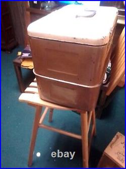 Little Brown Chest Metal Cooler. Awesome Story Like A Classic Car. See Desc Thks