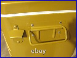 MODELO BEER 54 QUART STEEL BELTED GOLD BEVERAGE COOLER ICEBOX CHEST withOPENER NEW MODELO BEER 54 QUART STEEL BELTED GOLD BEVERAGE COOLER ICEBOX CHEST withOPENER NEW