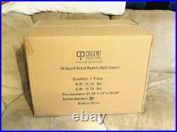 MODELO BEER 54 QUART STEEL BELTED GOLD BEVERAGE COOLER ICEBOX CHEST withOPENER NEW MODELO BEER 54 QUART STEEL BELTED GOLD BEVERAGE COOLER ICEBOX CHEST withOPENER NEW