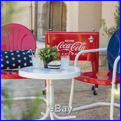 Metal Beverage Cooler on Wheels Insulated Coca Cola Ice Chest with Bottle Opener