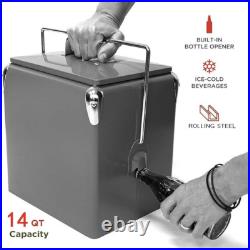 Metal Cooler Box Yakimoto 14QT Classical for BBQ Camping Picnic Fashing Party