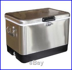 Metal Cooler Ice Chest Stainless Steel Portable Camping Outdoor Kitchen 54QT New