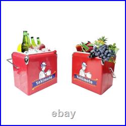 Metal Cooler Yakimoto 13L Retro Ice Chest for BBQ Camping Picnic Fashing Party
