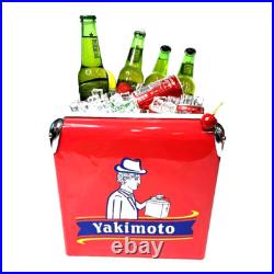 Metal Cooler Yakimoto 13L Retro Ice Chest for BBQ Camping Picnic Fashing Party
