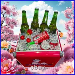 Metal Picnic Water Cooler Yakimoto Reto 13L Ice Chest Keep Cold About 72 Hours