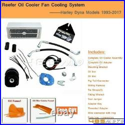 Metal Reefer Oil Cooler Complete Fan Cooling System for Harley Dyna Fat Bob FXD
