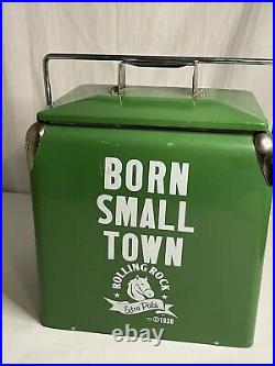 Metal Rolling Rock Cooler Born Small Town Extra Pale Bottle Opener On Side