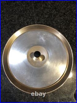 Mid Century Atomic Gold & Silver Metal Ice Bucket Black Legs READ