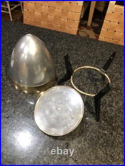 Mid Century Atomic Gold & Silver Metal Ice Bucket Black Legs READ