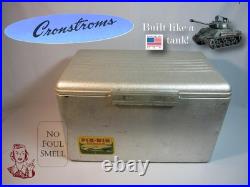 Mid Century Metal Cooler Cronstroms Aluminum with Sandwich Tray Camping Heavy Duty