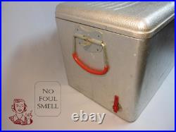 Mid Century Metal Cooler Cronstroms Aluminum with Sandwich Tray Camping Heavy Duty