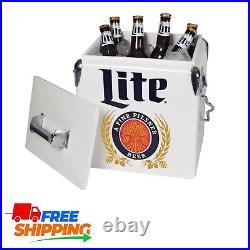 Miller 13L Mini Ice Chest-Portable Cooler Box with Bottle Opener for Camping, RV