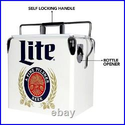 Miller 13L Mini Ice Chest-Portable Cooler Box with Bottle Opener for Camping, RV