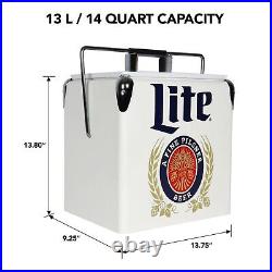 Miller 13L Mini Ice Chest-Portable Cooler Box with Bottle Opener for Camping, RV