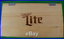 Miller Lite Beer Cooler Metal With Wood Top, Tailgate, Camp Fire, Beach Gear