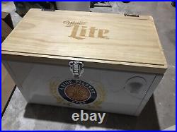 Miller Lite Beer Metal Cooler Ice Box Cutting Board