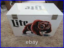 Miller Lite Chicago Bears Ice Box Metal Cooler New With Box