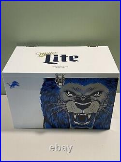 Miller Lite Detriot Lions Metal Ice Chest Cooler Promotional Cooler Limited
