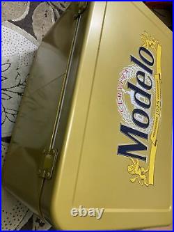 Modelo Gold Beer 54 Quart METAL Lion Heads Ice Chest Party Cooler With Opener