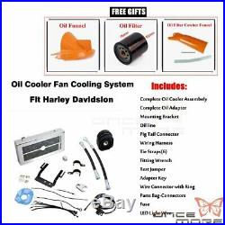 Motorcycle Chrome Reefer Oil Cooler Fan Cooling System For Harley Softail 01-17
