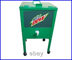 Mountain Dew Standing Party Cooler Metal Wheeled Beverage Tub Ice Bucket