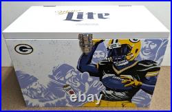 NEW MIller Lite Beer Green Bay Packers Football NFL White Metal Ice Chest Cooler