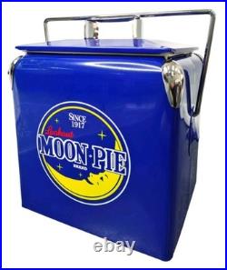 NEW Metal Moon Pie Cooler Box, Portable Beverage Beer Ice Chest for Picnic