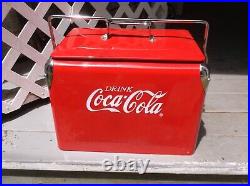 NEW NOSTALGIA REPRODUCTION ALL METAL COCA COLA COOLER 17 x 12 x 15