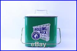 NEW UNUSED ROLLING ROCK EXTRA PALE METAL COOLER WITH OPENER AND SHIPPING BOX