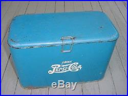NICE RARE SMALL SIZE 1940s Vintage PEPSI DOUBLE DOT Old Metal Picnic Cooler