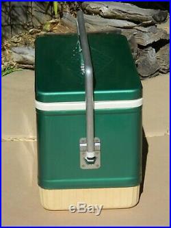 NICE Vintage COLEMAN COOLER with TRAY Green Diamond METAL CARRY HANDLE Can Opener