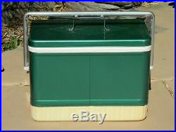 NICE Vintage COLEMAN COOLER with TRAY Green Diamond METAL CARRY HANDLE Can Opener