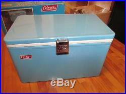 NOS NEW! Vintage 1970's Coleman 56 Quart Snow-Lite Cooler Blue with Original Box